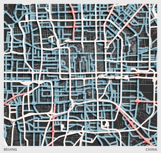 剪纸艺术插画地图，北京，中国图片下载