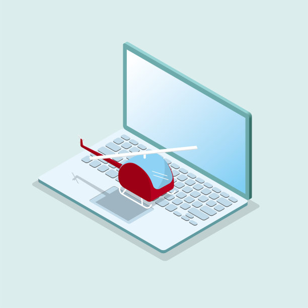 笔记本电脑和直升机。图片下载