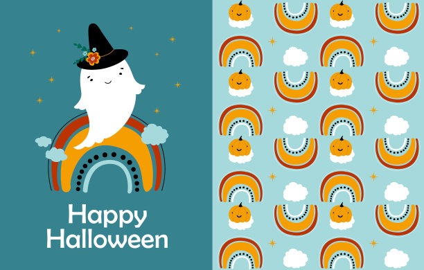 可爱的万圣节儿童角色鬼在图片下载