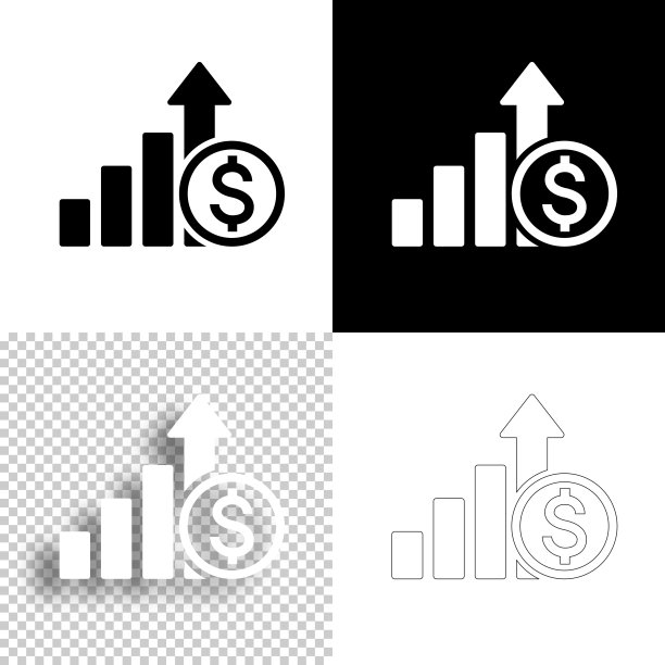 美元加息。图标设计。空白，白色和黑色背景-线图标图片下载