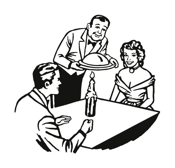 服务员在餐厅供应晚餐图片下载