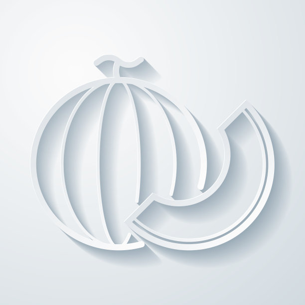 瓜和切片。在空白背景上具有剪纸效果的图标图片下载