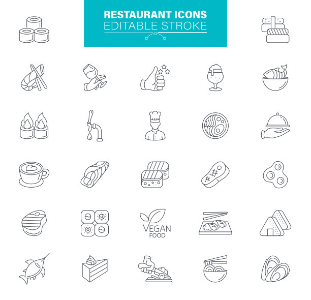 餐厅图标可编辑的笔触图片下载