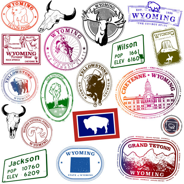 怀俄明州旅行邮票系列图片下载