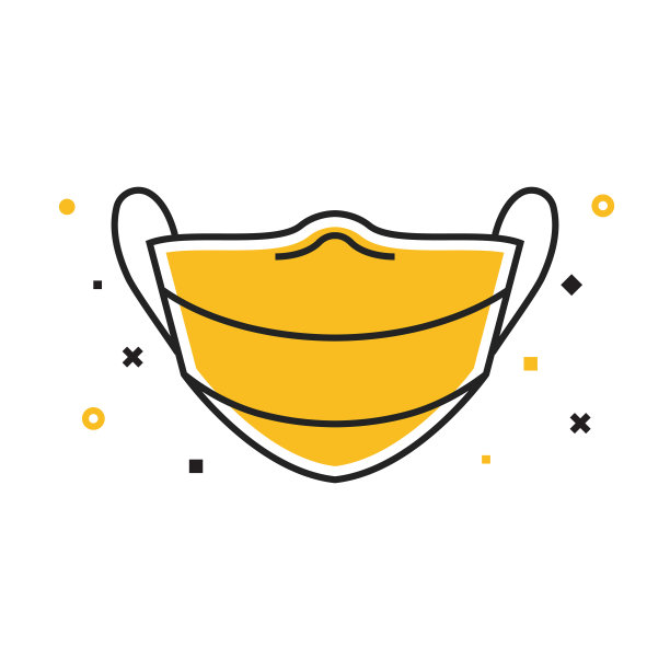 新常态的概念-戴一个面具平面线图标，平面设计矢量符号插图。Covid-19冠状病毒图片下载