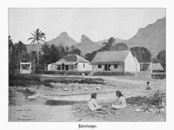 库克群岛拉罗汤加岛的历史观点，半色调印刷，1899年出版图片下载