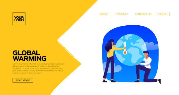 全球变暖概念矢量插图的登陆页模板，网站横幅，广告和营销材料，在线广告，商业演示等。图片下载