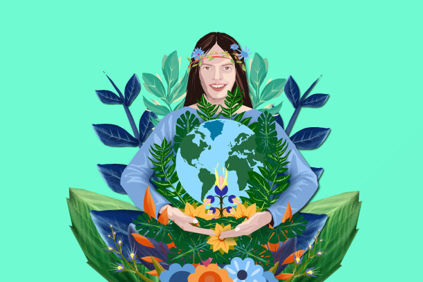 大自然的概念。掌控着地球的女人图片下载