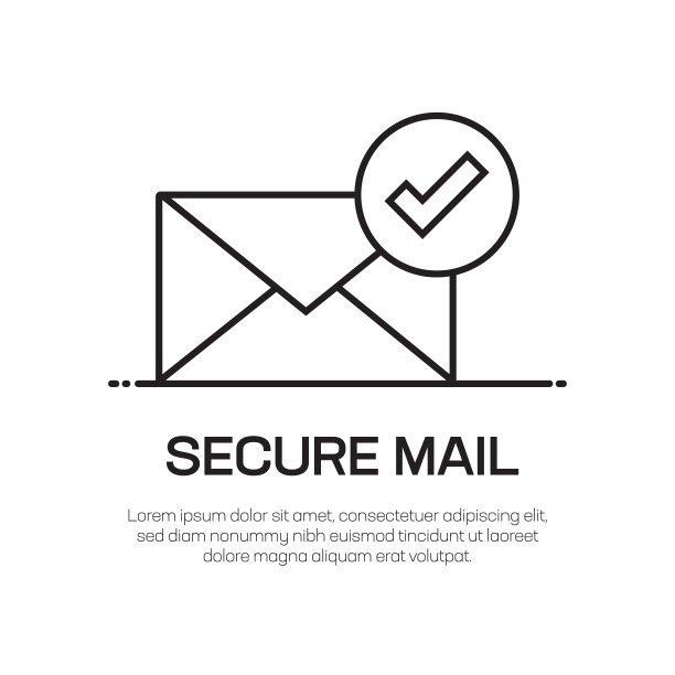 安全电子邮件矢量线图标-简单的细线图标，优质设计元素图片下载