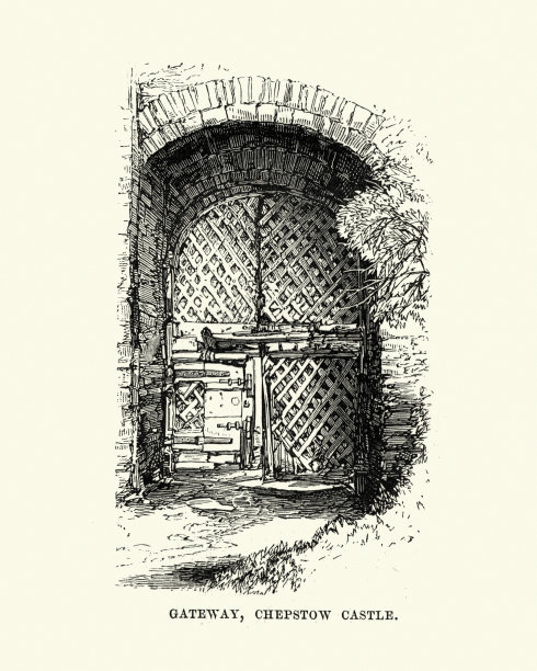 中世纪建筑，旧大门和门，切普斯托城堡图片下载