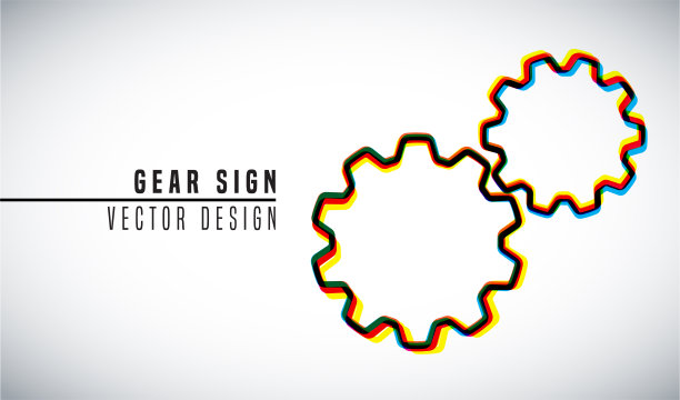 色彩丰富的矢量设计理念。齿轮图标图片下载