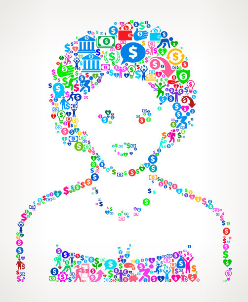 女人的脸肖像金钱矢量图标模式图片下载