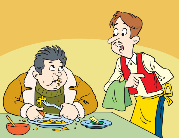 男人吃得太多了。图片下载