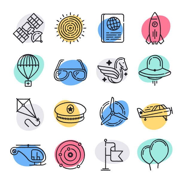 太空旅行和旅游涂鸦风格矢量图标集图片下载