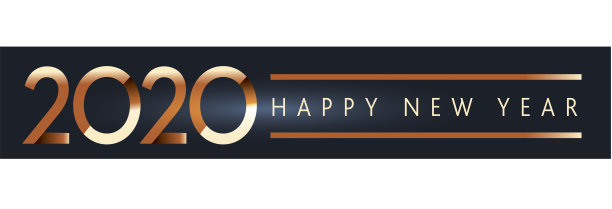快乐2020年贺卡横幅设计在金属金色与闪光图片下载