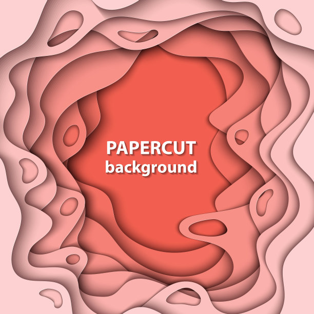 背景与粉彩珊瑚色剪纸图片下载