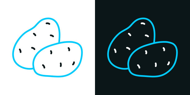土豆。黑色或白色背景上的双色线条图标-可编辑笔触图片下载