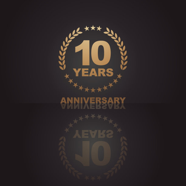 十年黄金纪念日图标与深色背景图片下载