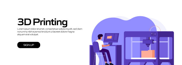 3D打印技术概念矢量插图网站横幅，广告和营销材料，在线广告，商业演示等。图片下载