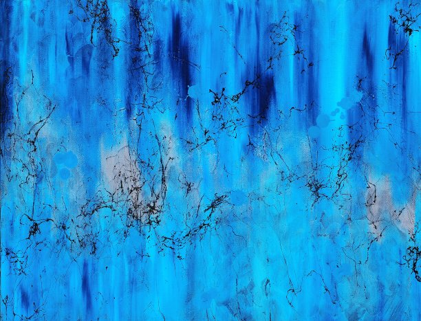 抽象蓝黑银色现代艺术画图片下载