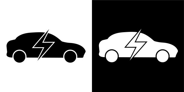 电动汽车负责。图标设计。黑白背景图片下载