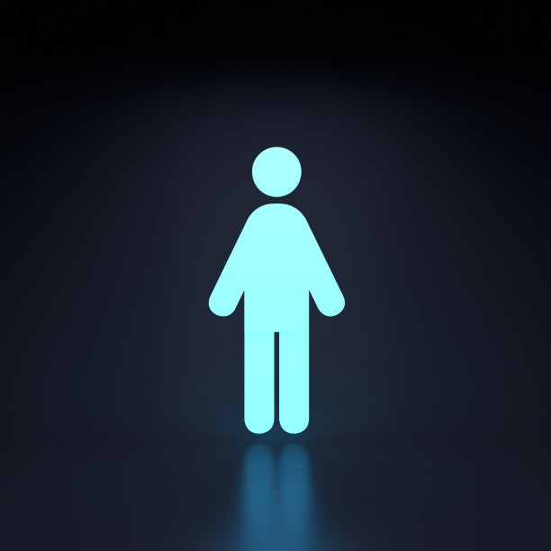 霓虹灯人类图标。3d渲染插图图片下载