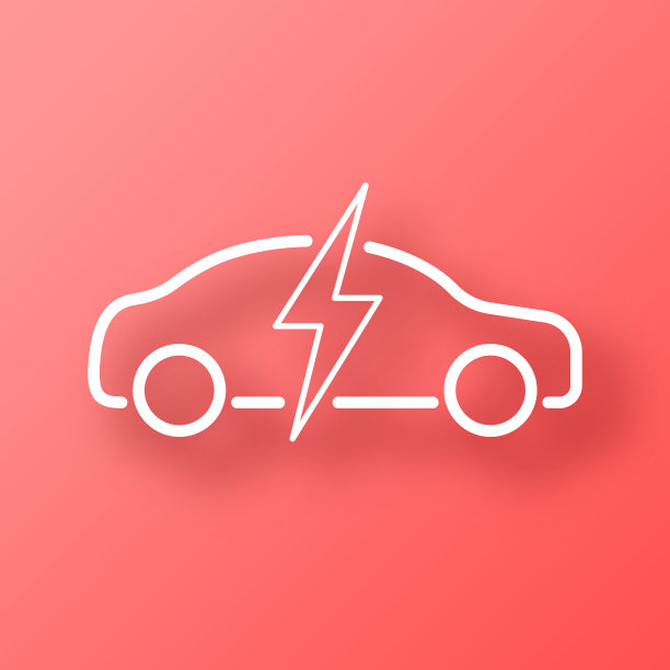 电动汽车负责。图标在红色背景与阴影图片下载