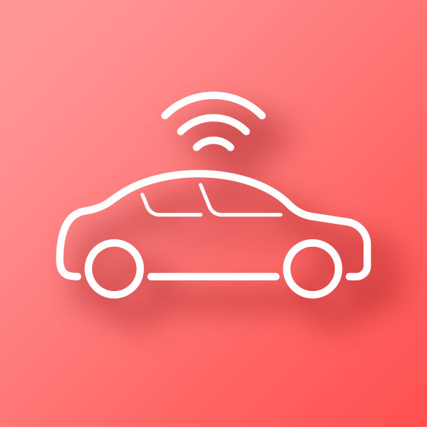 连接汽车。图标在红色背景与阴影图片下载