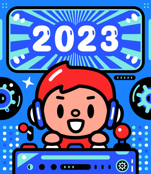 驾驶宇宙飞船庆祝2023年到来的可爱男孩图片下载