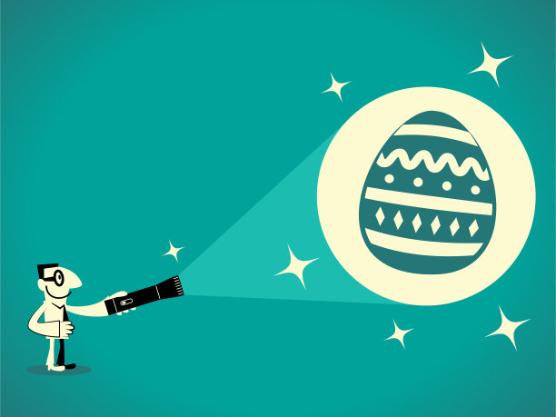 快乐的商人点亮手电筒，发现了一个大复活节彩蛋图片下载