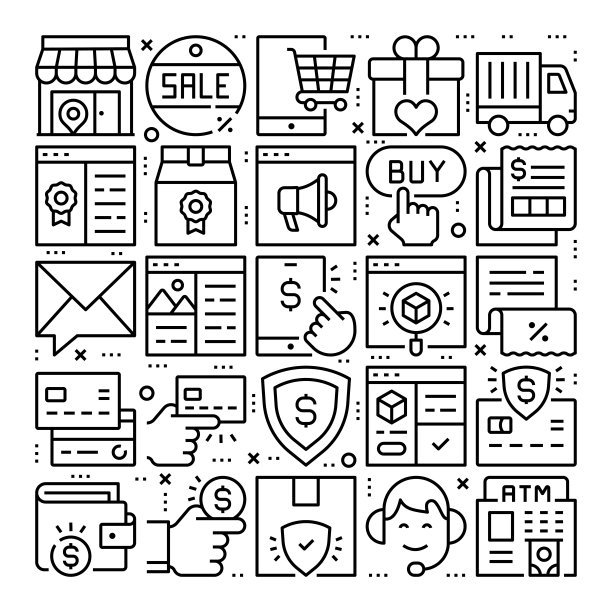 电子商务线路图标图案设计图片下载