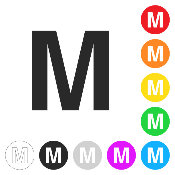 字母m彩色按钮上的图标图片下载
