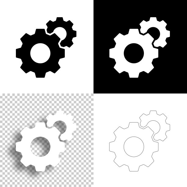 设置-齿轮。图标设计。空白，白色和黑色背景-线图标图片下载