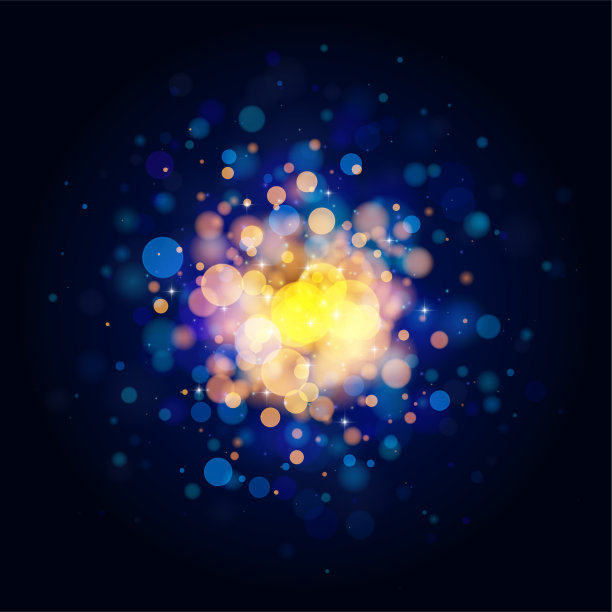 抽象闪烁的散焦圈孤立在黑暗的背景。节日设计元素。图片下载