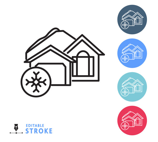 家用效率冬季采暖细线图标设置-可编辑的行程图片下载