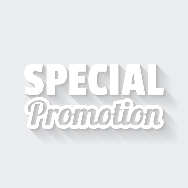 特殊的推广。图标与空白背景上的长阴影-平面设计图片下载