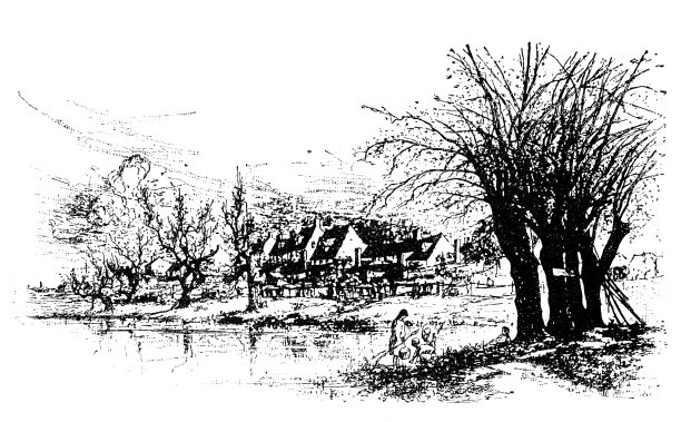 小村庄在河边图片下载