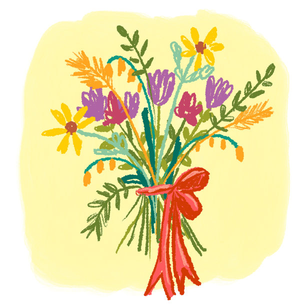 黄色背景上的花束画图片下载