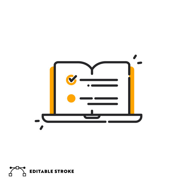 带有可编辑笔触的在线测验平面线图标图片下载