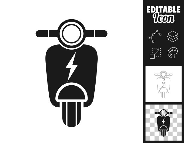 负责电动摩托车。图标设计。轻松地编辑图片下载