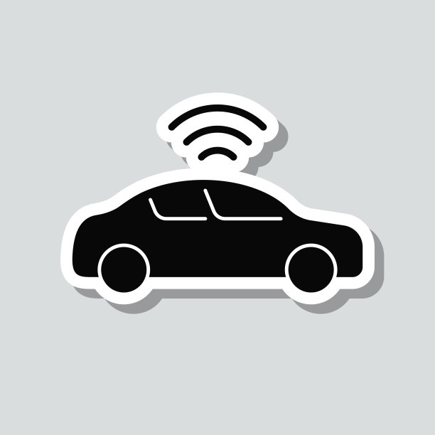 连接汽车。灰色背景上的图标贴纸图片下载