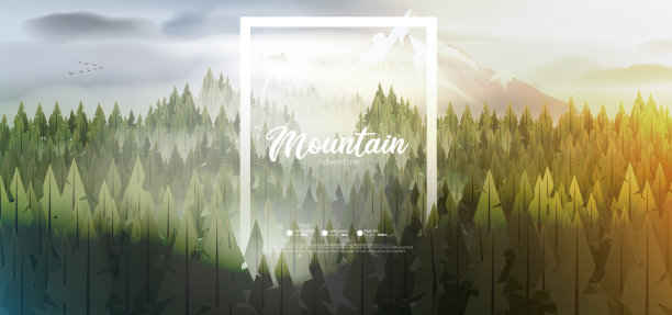 营地海报上有松林和山脉图片下载