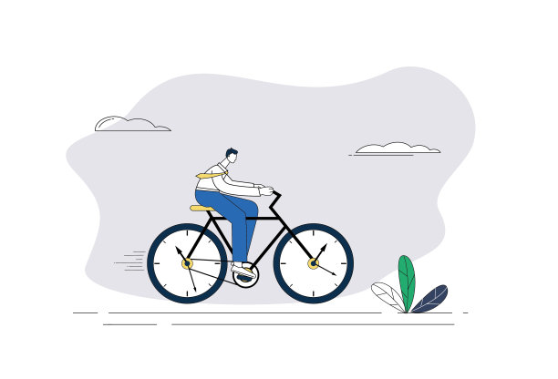 人,自行车,时钟。图片下载