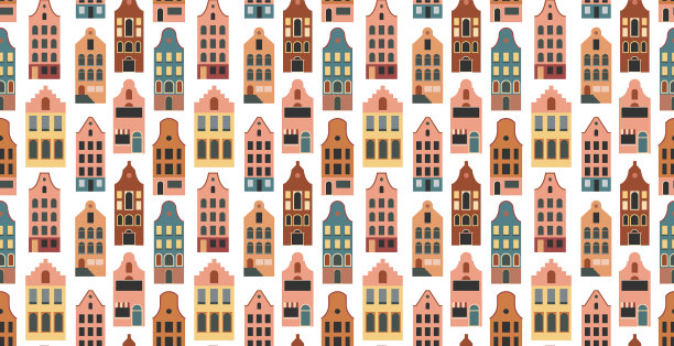 荷兰的房子阿姆斯特丹传统的彩色图片下载