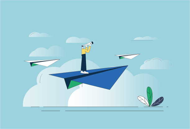 白领，双筒望远镜，纸飞机。图片下载