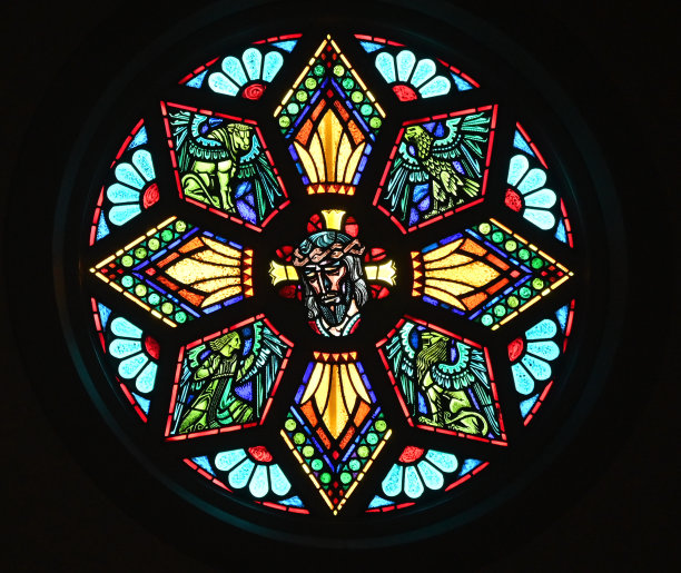 彩色玻璃中的耶稣图片下载