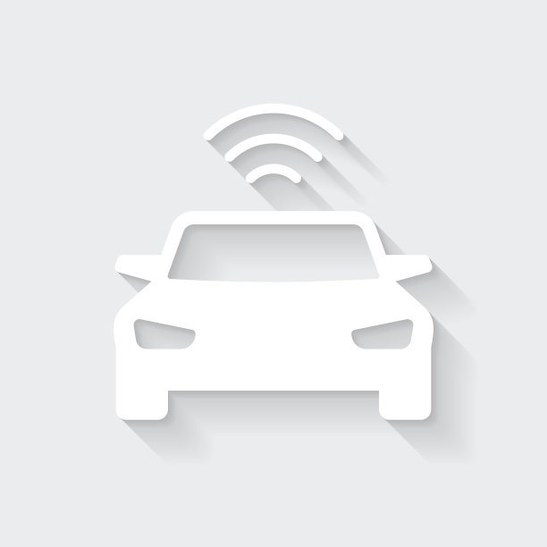 连接汽车。图标与空白背景上的长阴影-平面设计图片下载