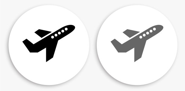 飞机黑白圆形图标图片下载