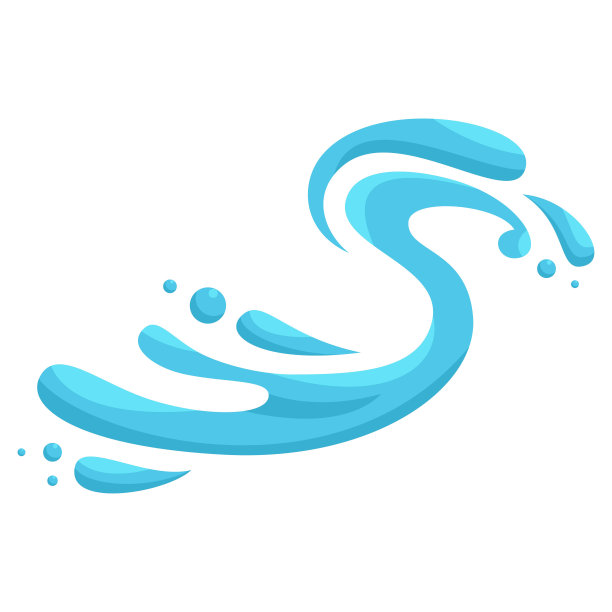 带有水花和水滴的卡通插图。图片下载