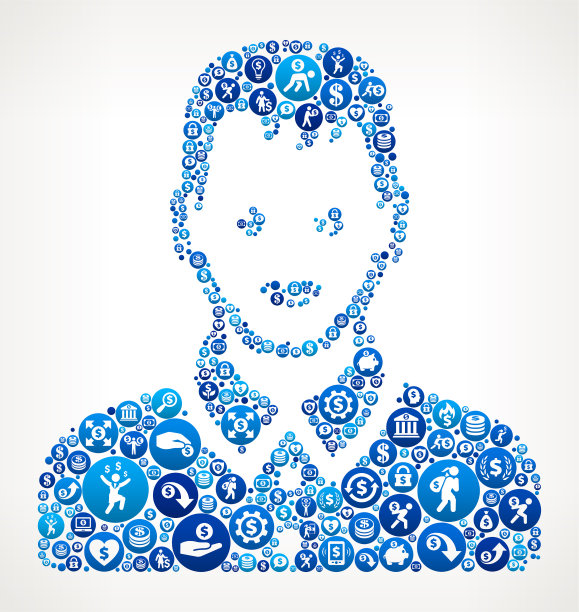 男子面部肖像与蓝色货币图案背景图片下载